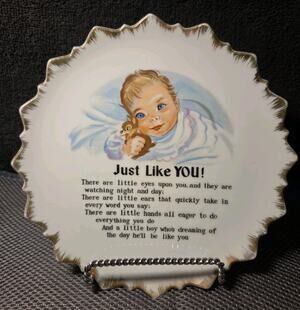 Bradley Japan decorative plate "Just Like You" poem for mothers or fathers